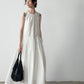 Cotton blend pleated A-line sleeveless dress | 4 color