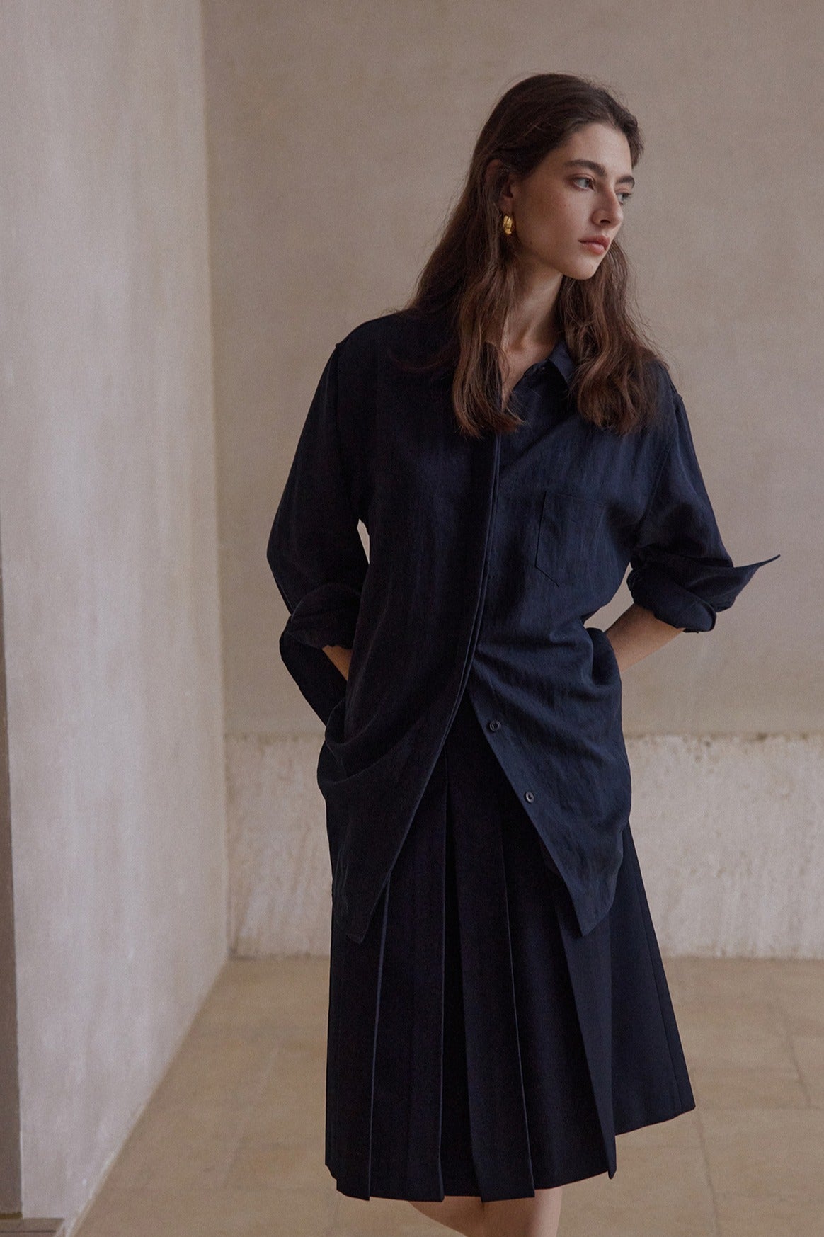 Lyocell blend matte finish drape shirt | 5 color