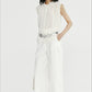 Woolen pleated collar petite fly sleeve sheer top
