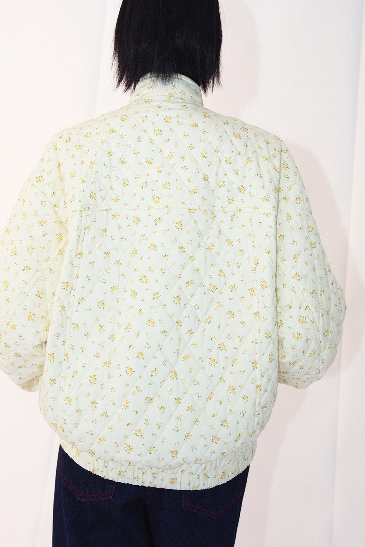 Cotton retro-style  floral puffer jacket | 2 color