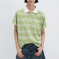 Cotton blend stripped pattern polo t-shirt | 3 color