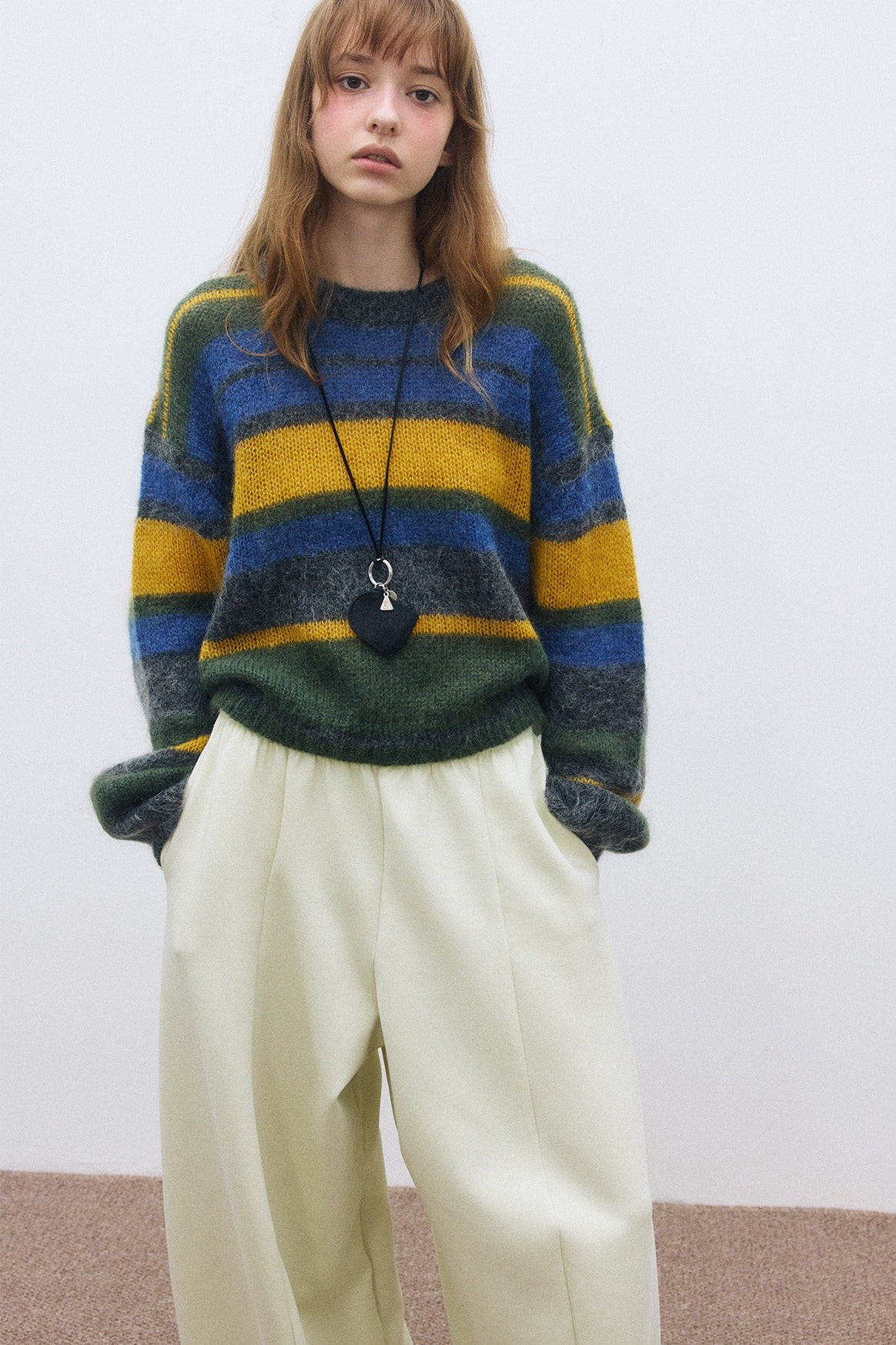 Pull rayé ample et doux en laine mélangée | 3 couleurs