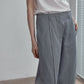 Cotton blend wide-leg slight curved pants | 4 color