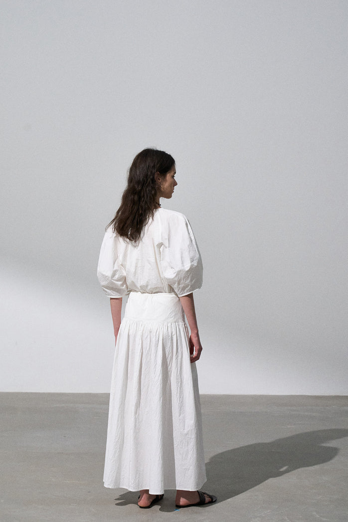 [Shape of Freedom] Papery cotton blend HEM skirt | 4 color