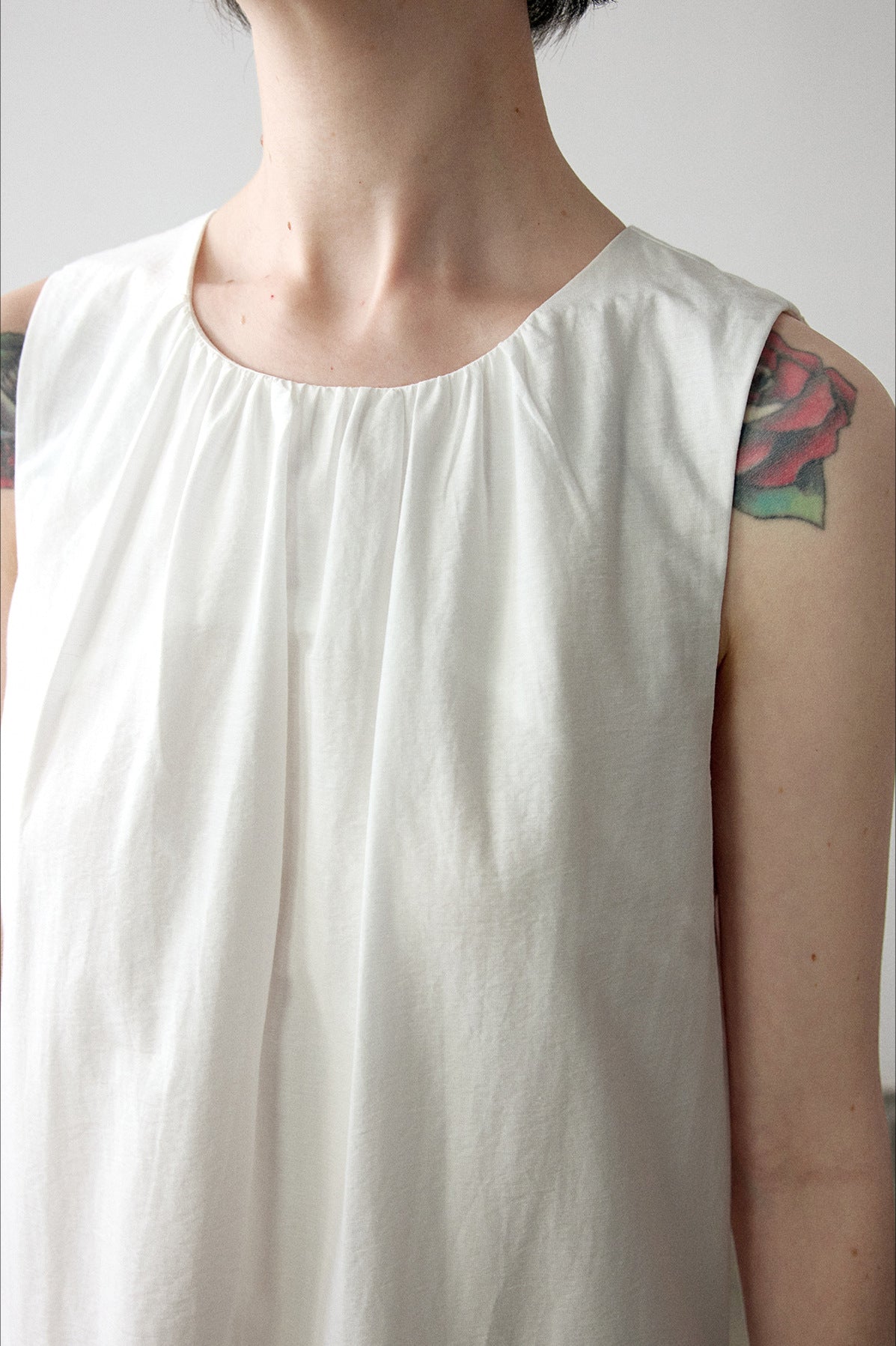 Cotton blend pleated A-line sleeveless dress | 4 color