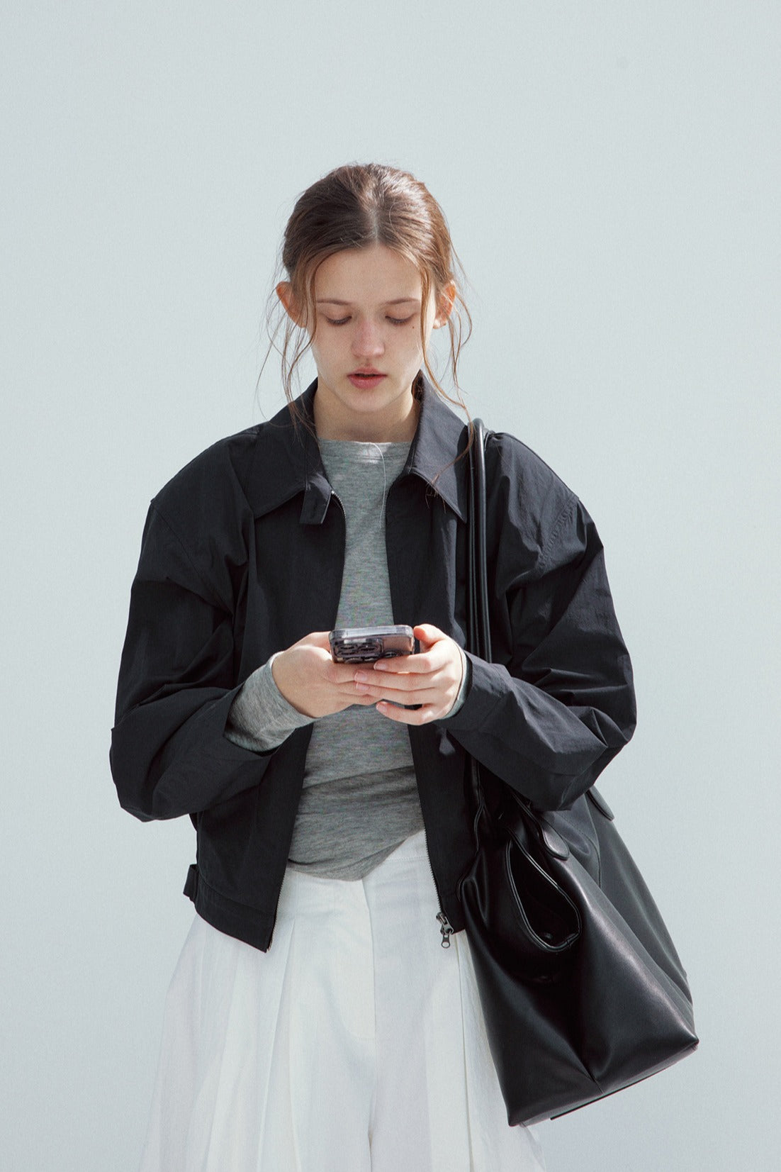 Chaqueta camisera minimalista versátil de mezcla de algodón | 3 colores