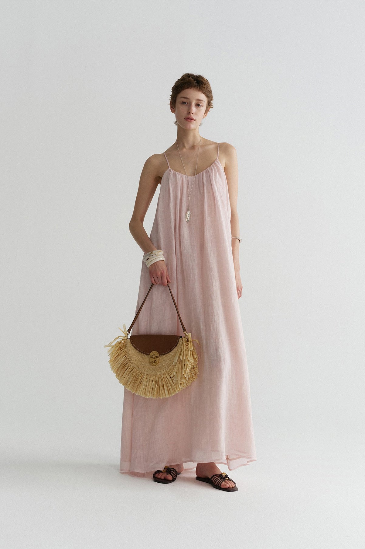 100% ramie seaside sling dress | 2 color