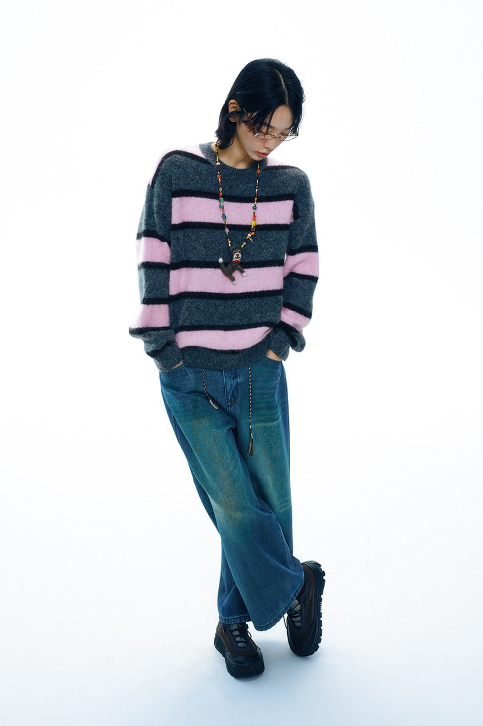 Alpaca blend bold stripe sweater | 4 color