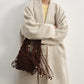 Wool-silk-angora ultra-loose V-neck over coat | 3 color