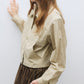Cotton blend paper-touch fabric cropped throw-on shirt jacket | 3 color