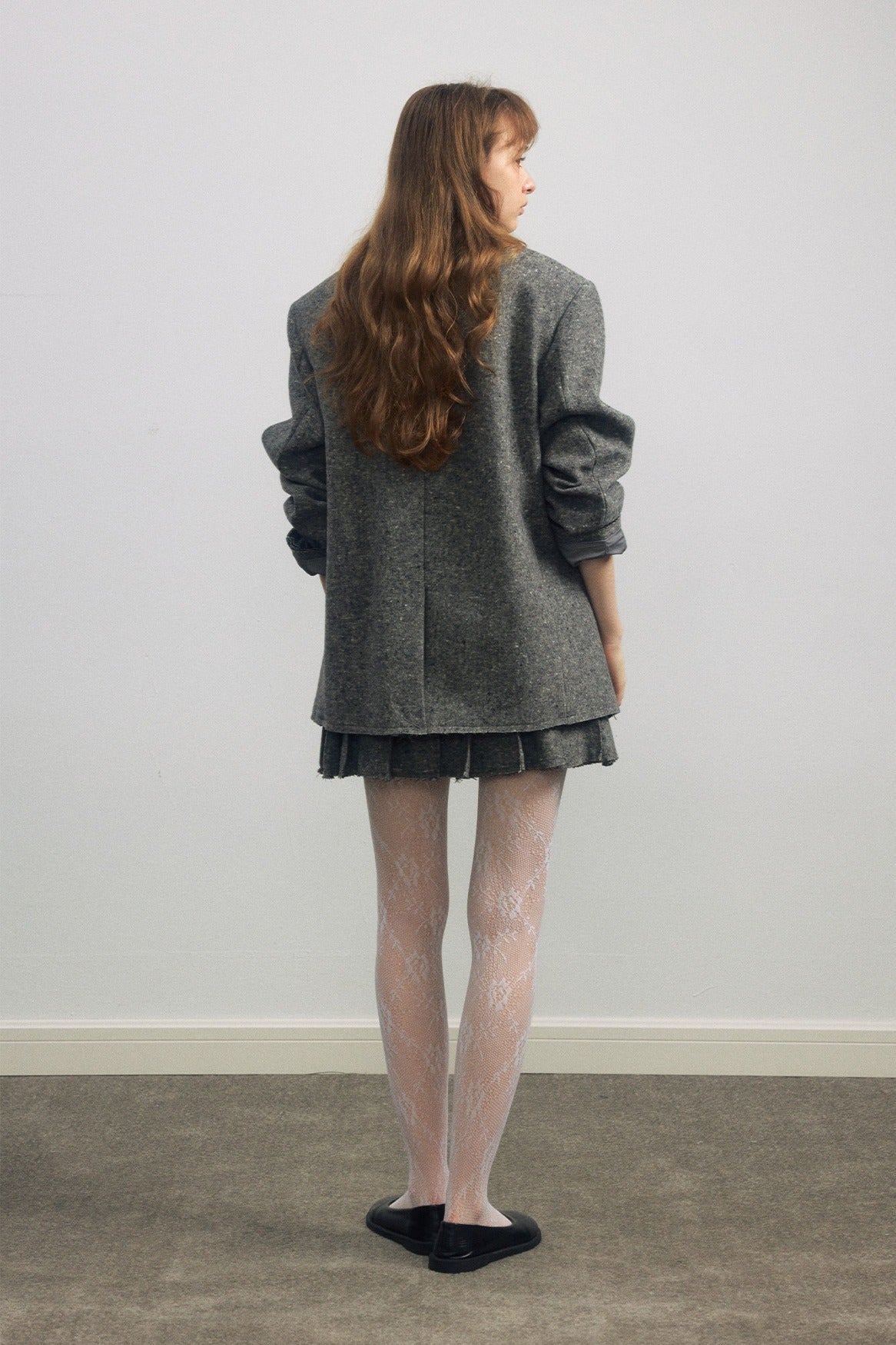 Wool riched structured sharp tweed blazer jacket | 2 color