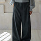 Wool blend herringbone texture loose fit casual pants | 2 color