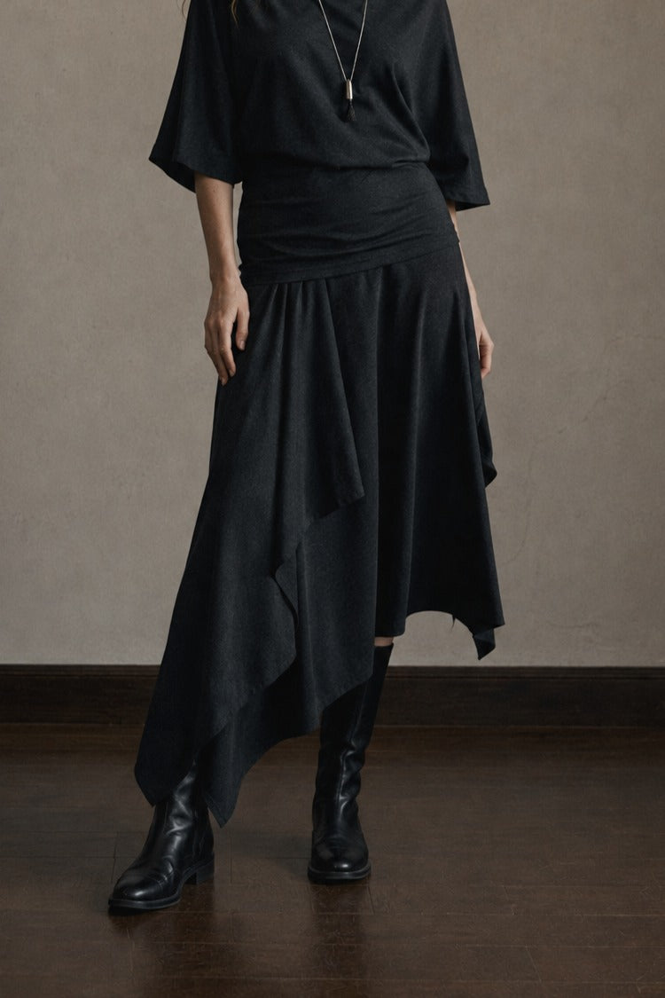 Stretchy deconstructed midi skirt | 4 color