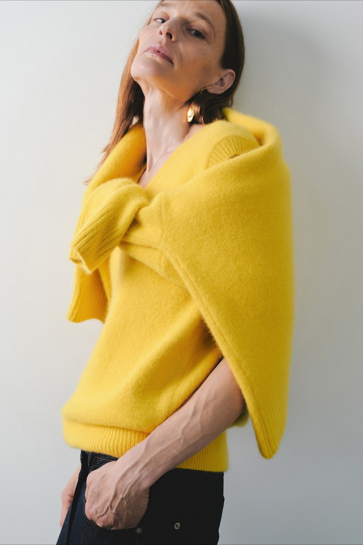 Wool blend long-hair soft V-neck vest | 3 color