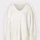 Cotton blend wool loose fit V-neck sweater | 4 color