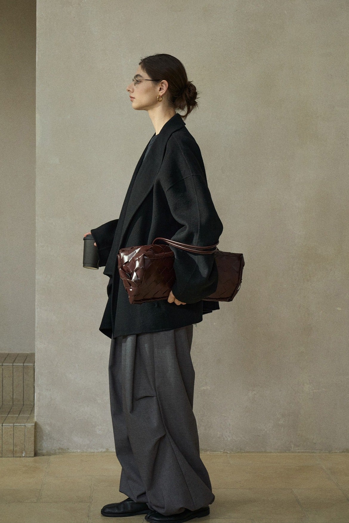 Wool riched loose fit drape collar jacket | 3 color