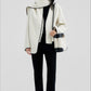 Wool-cashmere-silk loose fit V-neck jacket with a scarf