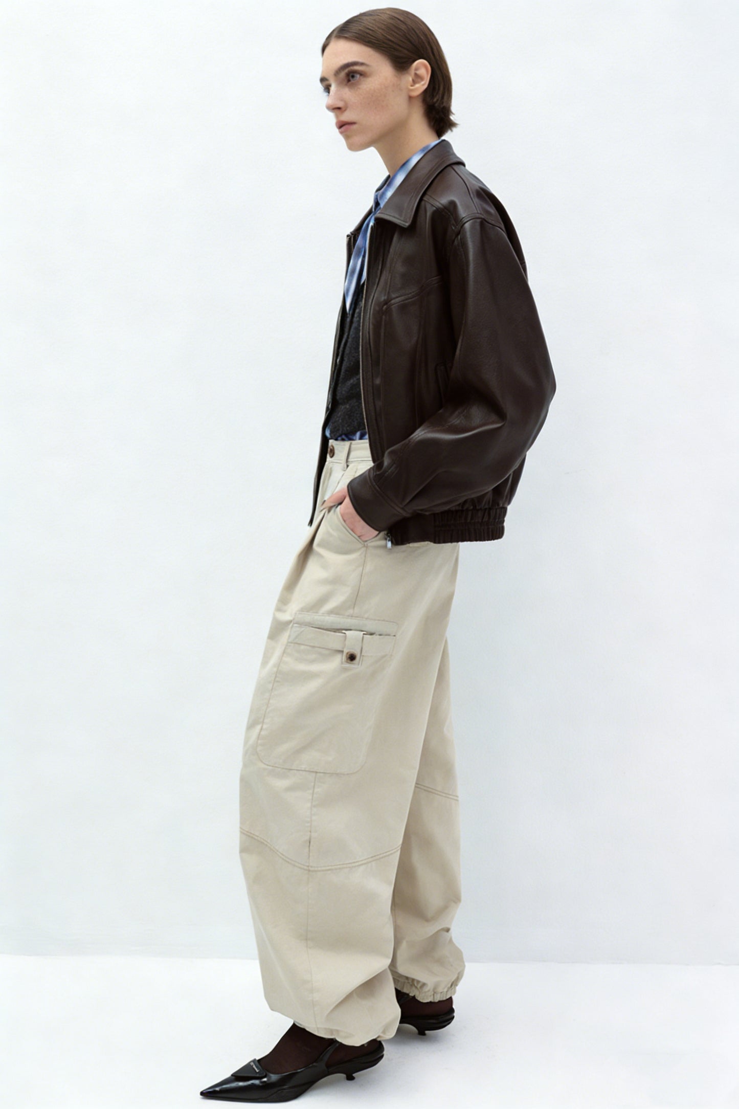 Snug fit cool style matte PU bomber jacket | 2 color