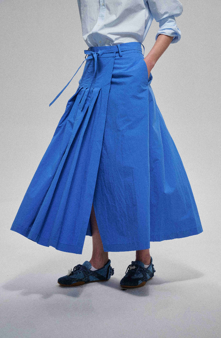 Falda paraguas estilo cruzado plisada 100 % algodón