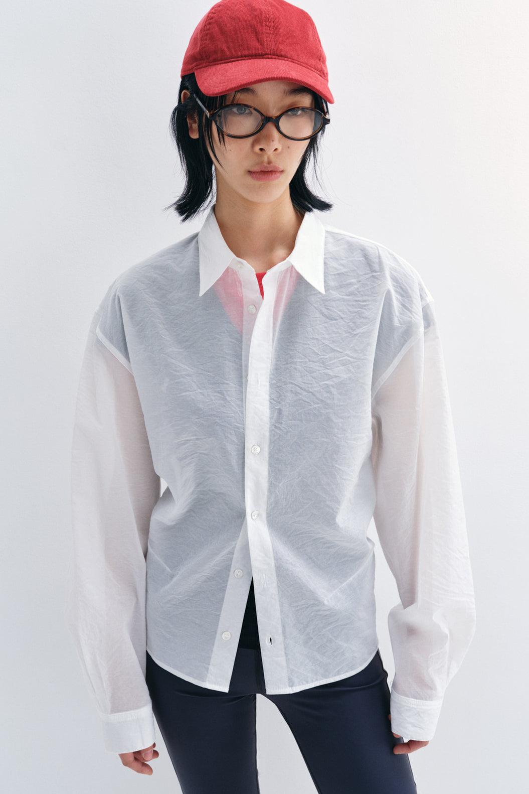 Cotton blend lightweight semi-sheer adjustable shirt | 2 color