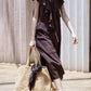Cotton blend V-neck ruffled collar dress | 2 color