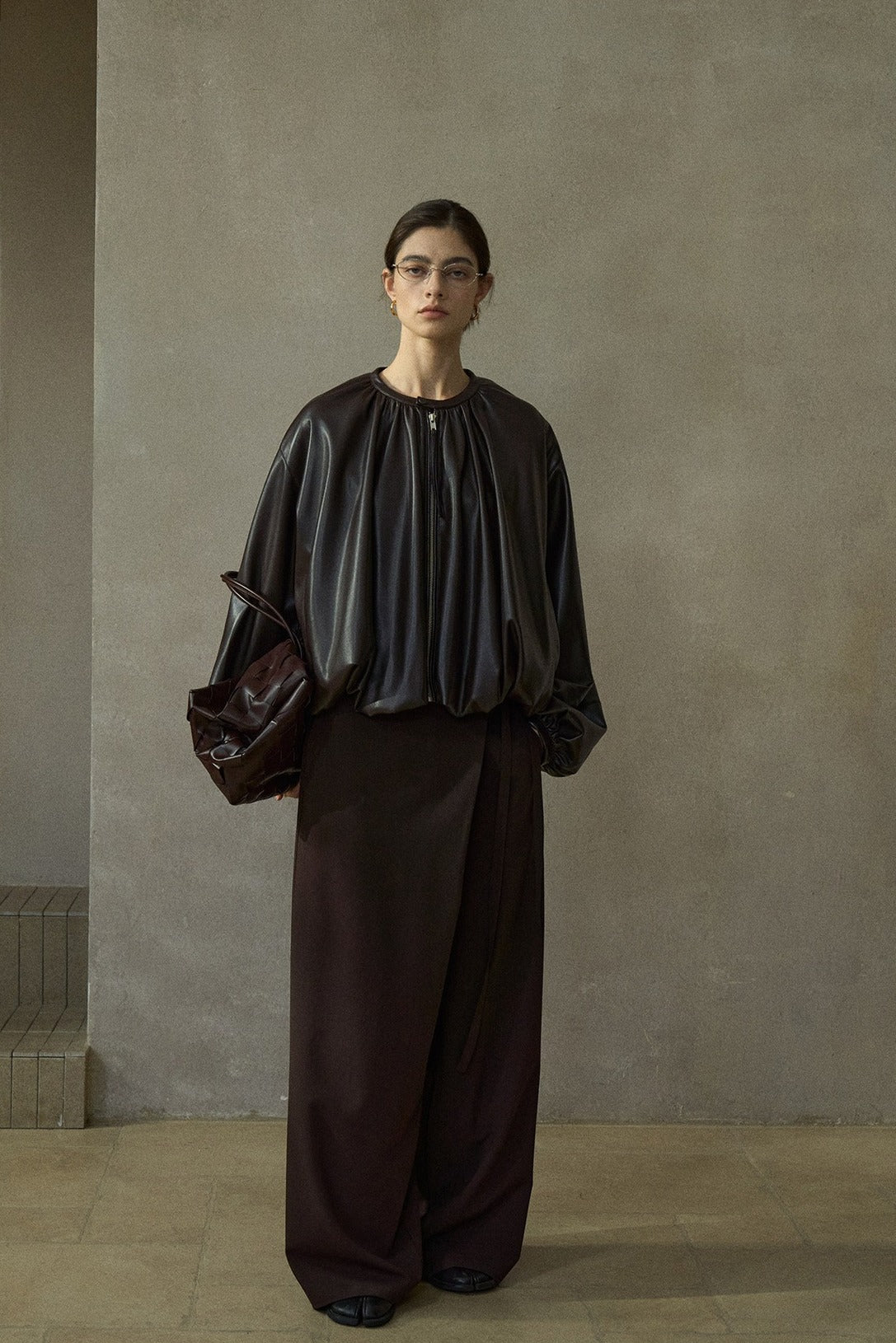 Romantic pleated soft PU jacket | 3 color