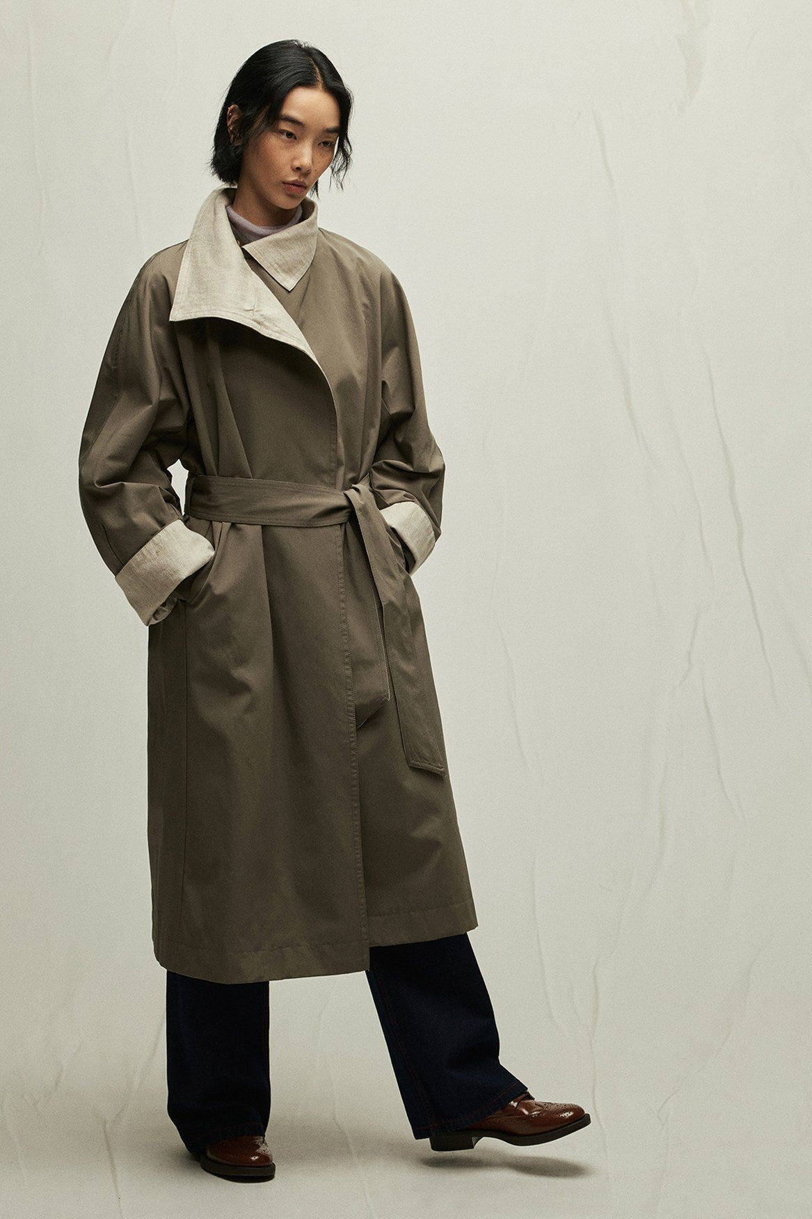 Trench-coat long à larges carpelles | 2 couleurs