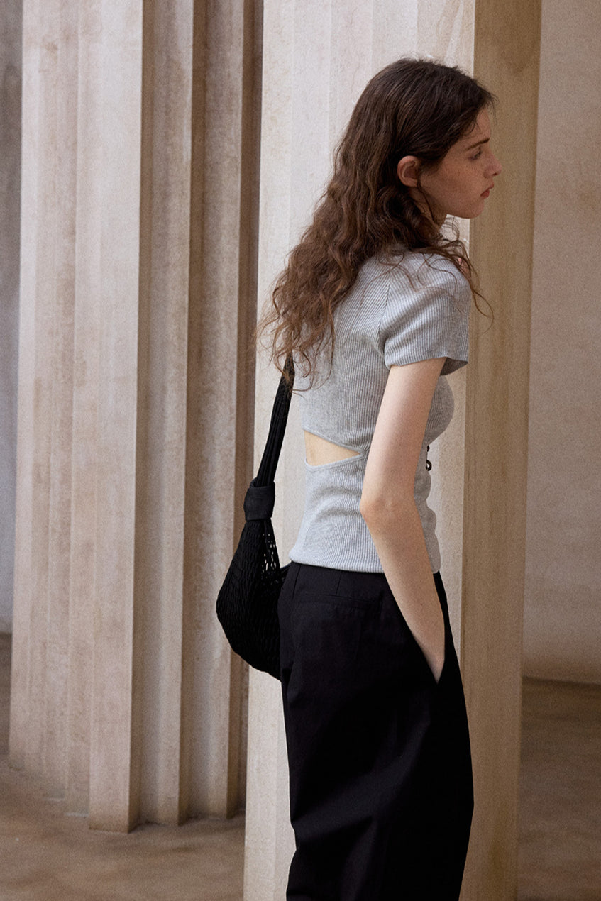 Viscose blend open back T-shirt | 4 color