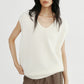 Wool blend long-hair soft V-neck vest | 3 color