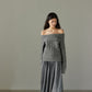 Mohair wool blended off shoulder knit sweater | 4 color