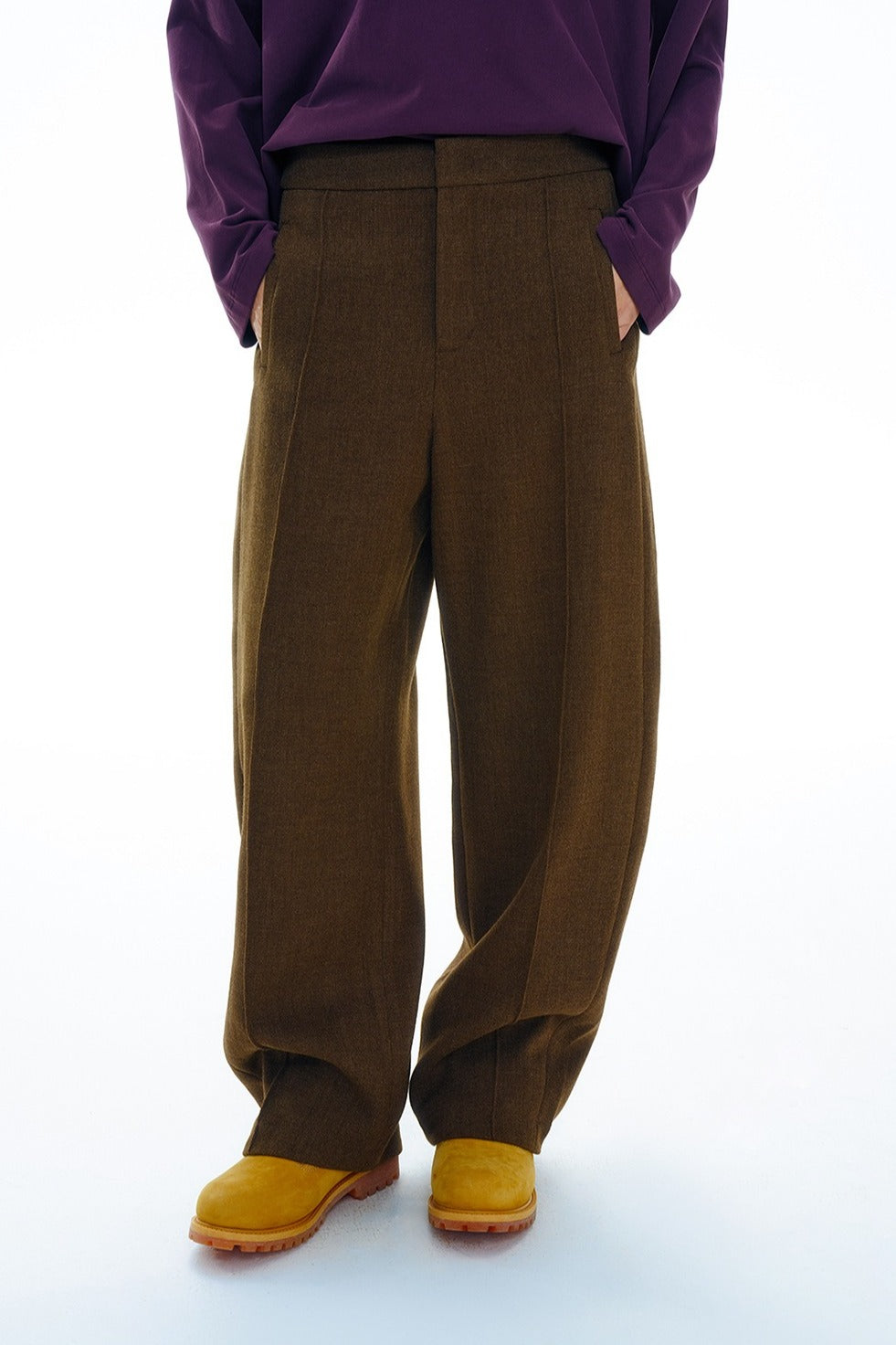 Clean-fit minimalist scimitar-shape trousers | 3 color