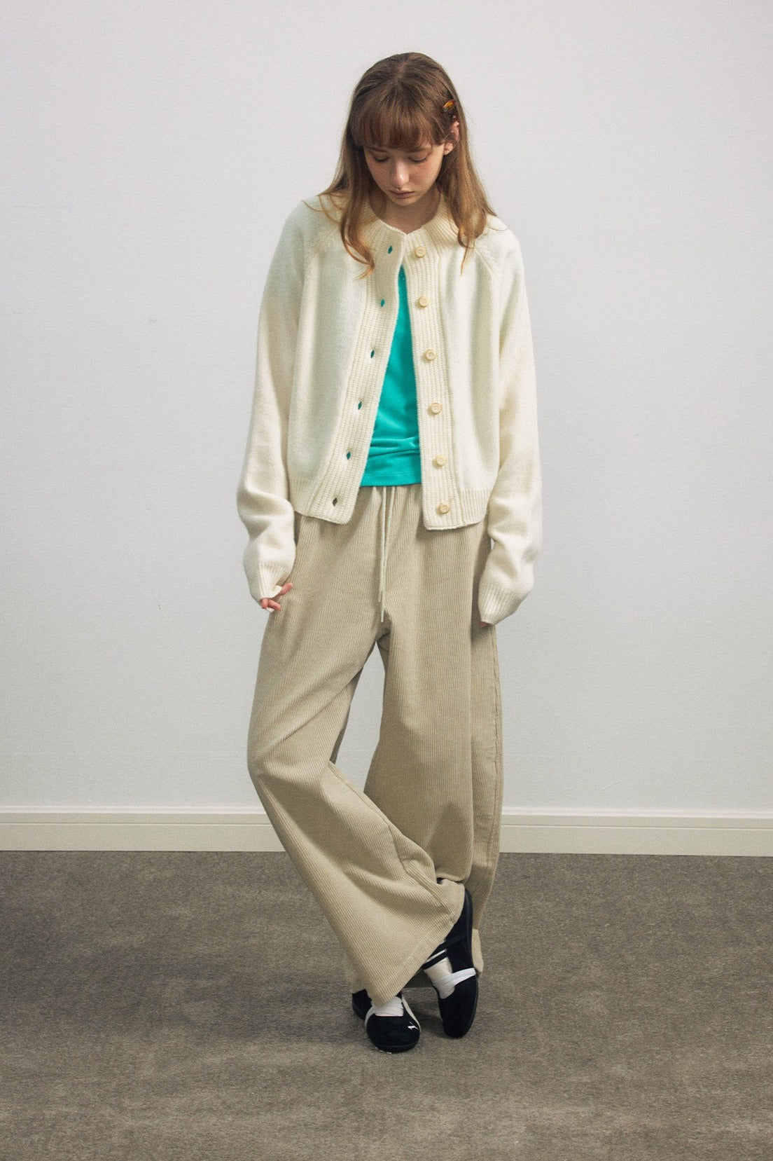 100% cotton wide-leg scythe-shape corduroy pants | 5 color
