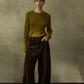 Cotton scimitar silhouette curve corduroy pants | 2 color