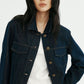 Cotton blend denim cropped jacket