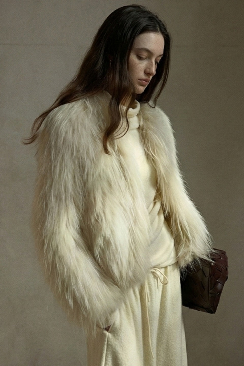 Fluffy raccoon fur double-sided woven jacket | 5 color