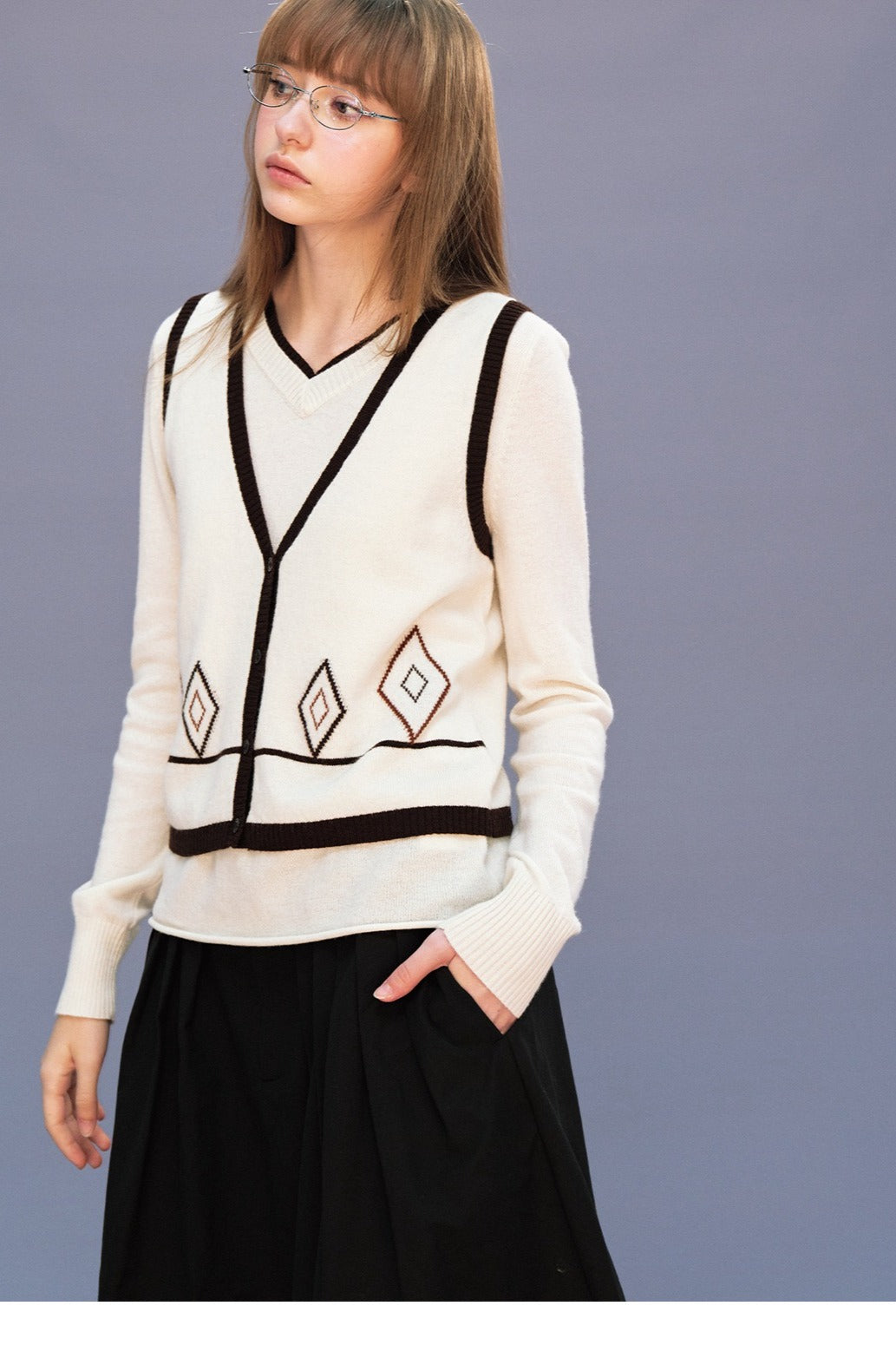 Casual wool-blend knit vest | 3 color
