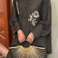 Linen containing loose-fit embroidered floral shirt | 2 color