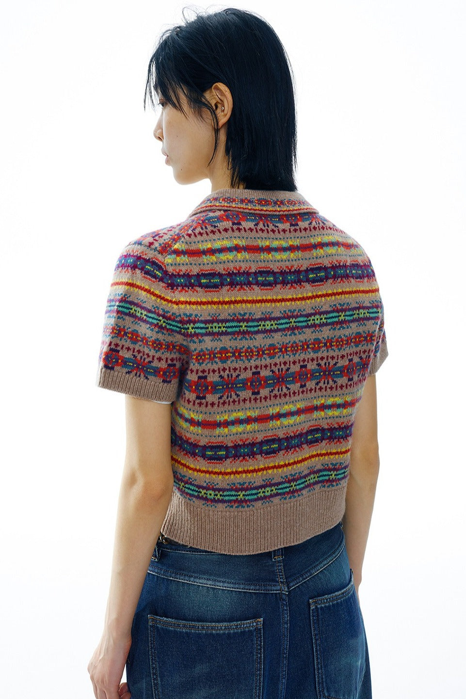 Wool riched vintage charm Fair-isle cardigan | 2 color