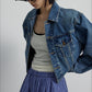 100% cotton retro cropped denim jacket | 2 color