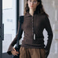 Wool blend stand-up collar ribbed base knitwear | 2 color