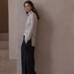 Cotton blend curved loose pants | 4 color
