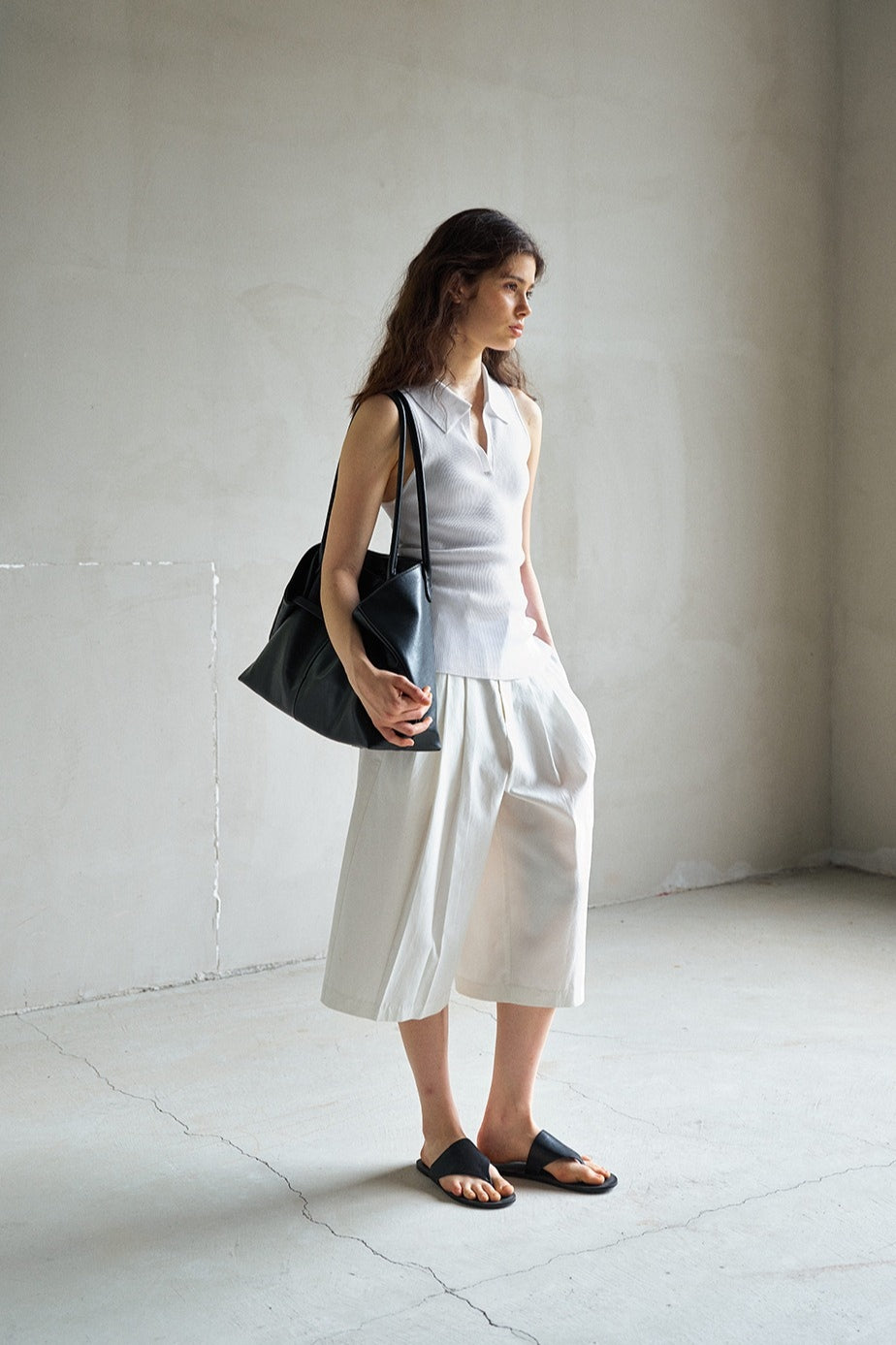 Pantalon large court en viscose et coton | 3 couleurs