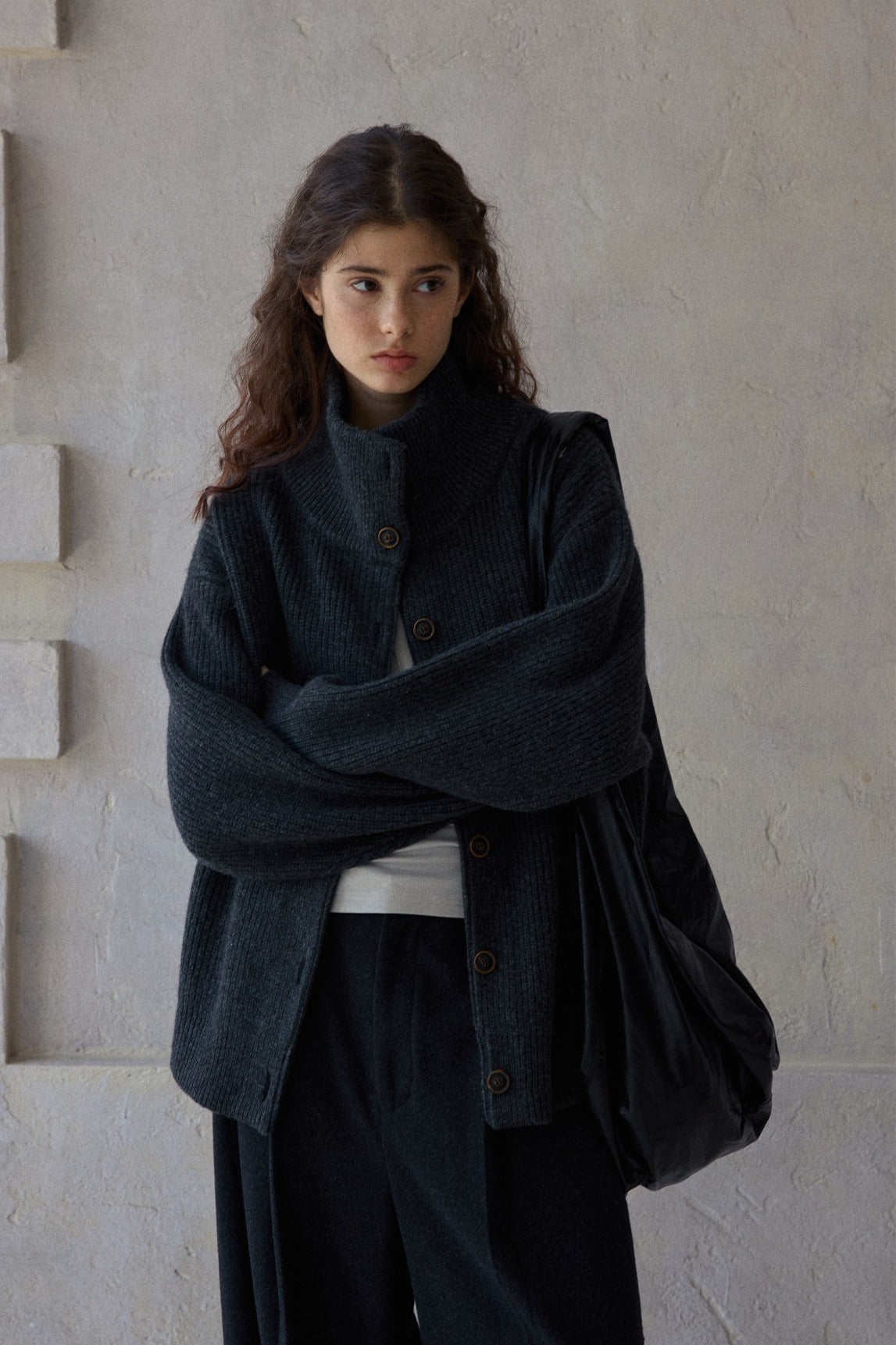 100% wool loose fit chunky knit cardigan | 4 color