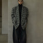 Wool containing plaid pattern super loose blazer | 2 color