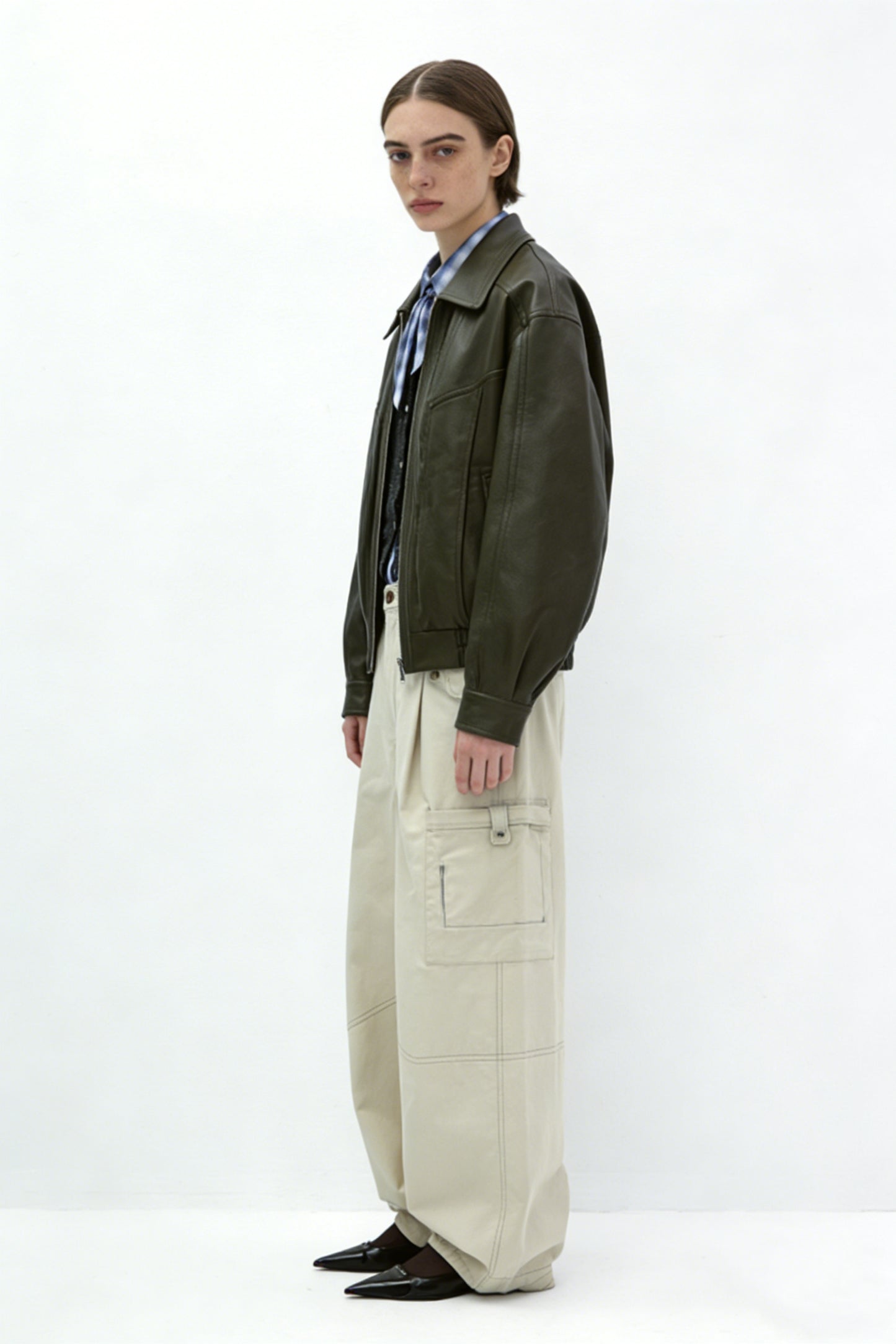 Snug fit cool style matte PU bomber jacket | 2 color