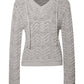 100% cotton wave-patterned hollow hooded knit sweater | 2 color