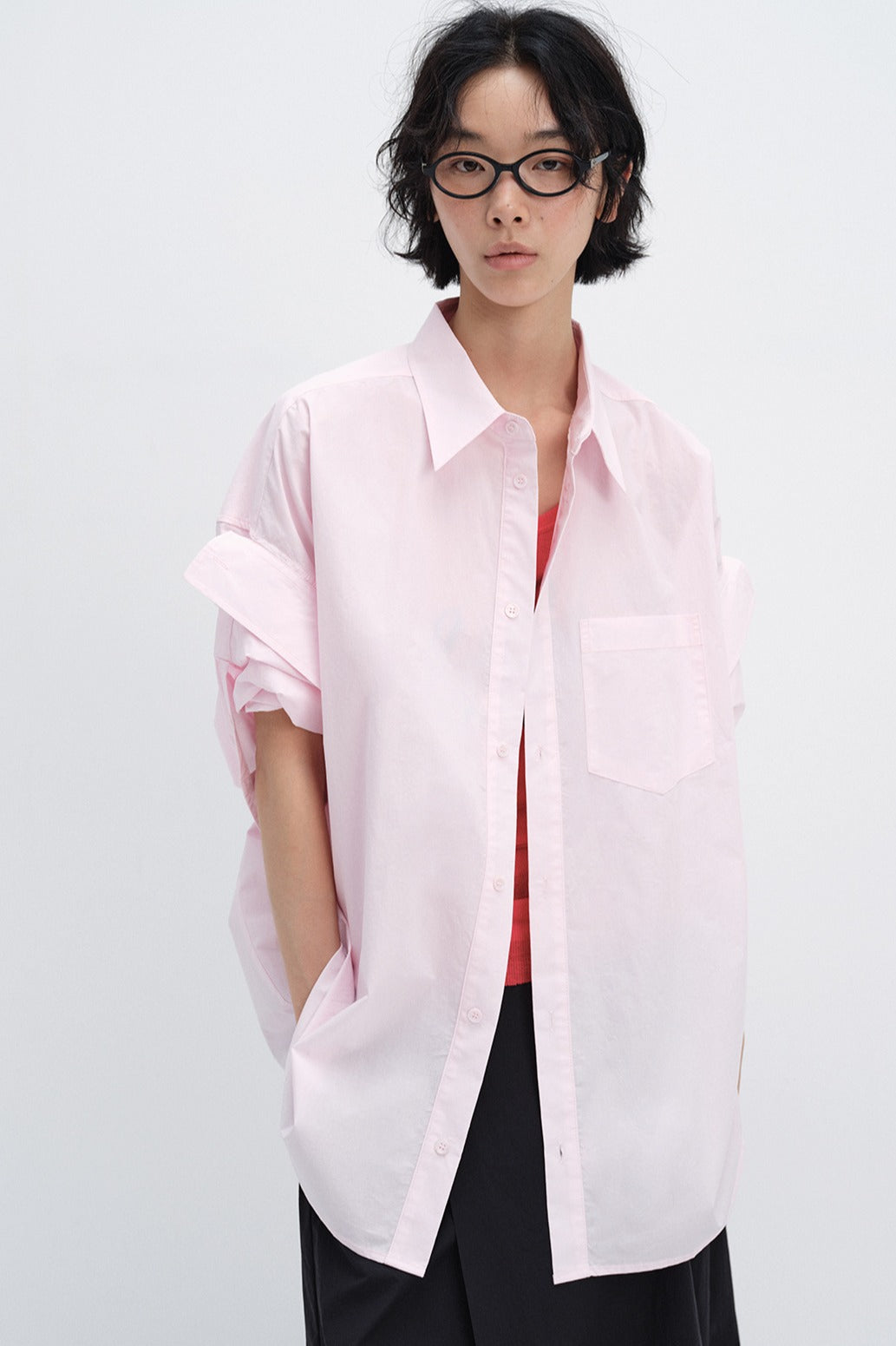 100% cotton chic shirt with rolled-up sleeves | 4 color