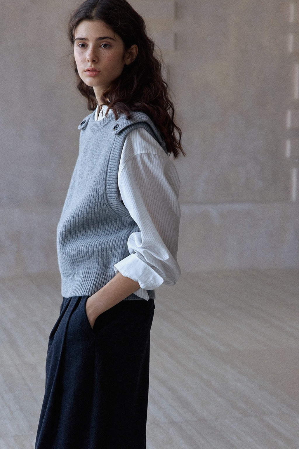 100% wool shoulder straps vest | 3 color