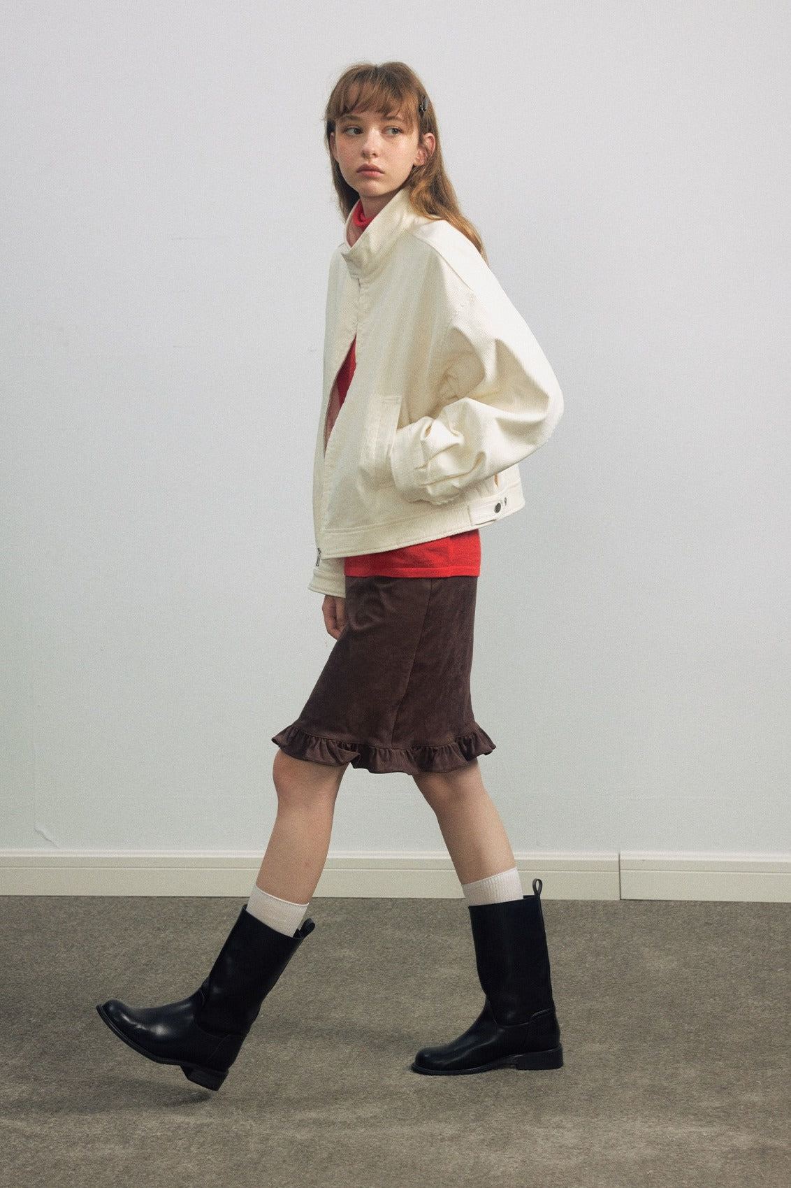 Cotton stand collar cropped jacket | 3 color