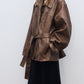 PU-coated vintage-look jacket with e belt | 3 color